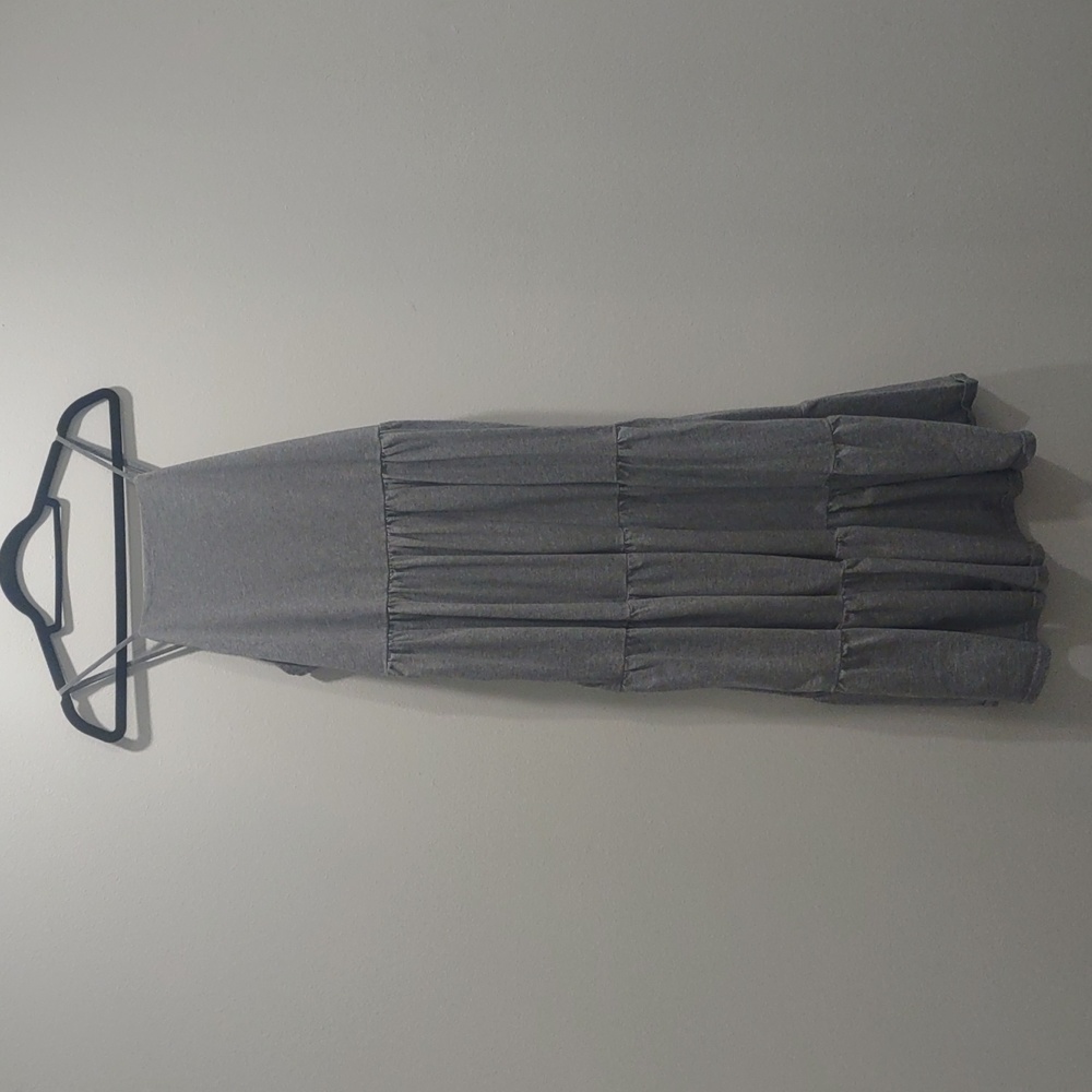 Love Riche Gray Cotton Tiered Summer Maxi Dress Size L